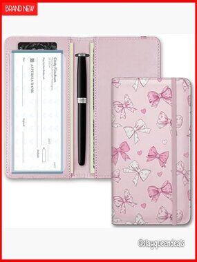 Slim RFID Blocking Leather Checkbook Cover for Duplicate Checks